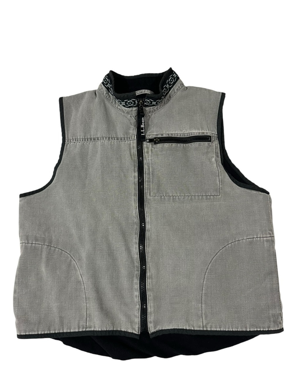 Vintage LL Bean Fleece Lined Canvas Utility Vest Gray size S
